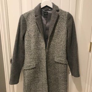 Grey Armani Exchange Wool Peacoat